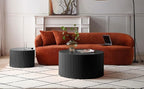 55.12'' Black Round Nesting Coffee Table Set of 2, Modern Side End Table - Image 8