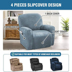 H.VERSAILTEX Velvet Stretch Recliner Couch Covers 4-Pieces Style Recliner Chair - Image 2
