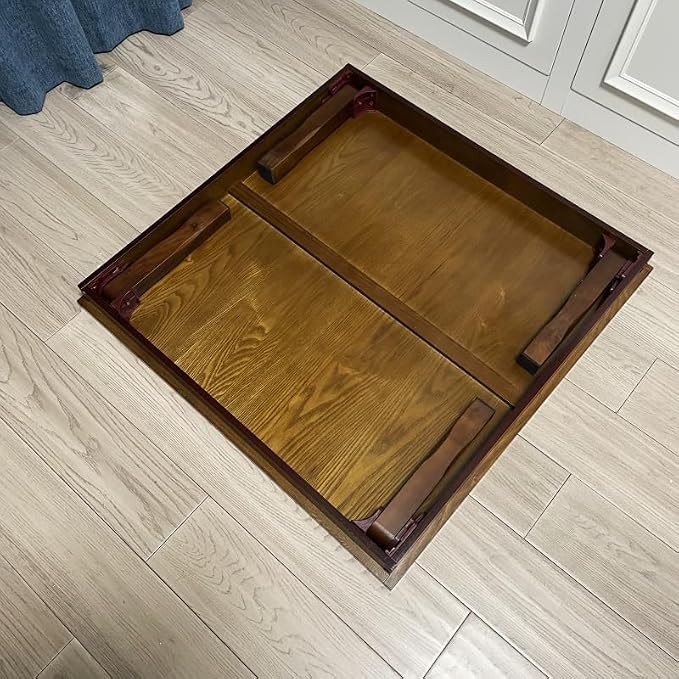 Rustic Wooden Korean Coffee Table Folding Legs, 24 x 24 inches - Image 6