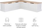 Linon Harris Natural and White Two Tone Backless Corner Breakfast Nook - Image 20