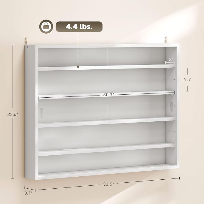 HOMCOM 5-Tier Display Cabinet, Glass Door Cabinet - Image 3