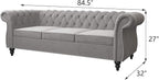 2 Piece Living Room Set, Velvet Chesterfield Sofa Couch Chair - Image 7