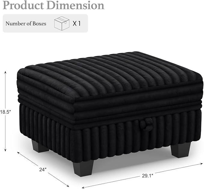 Belffin Corduroy Fabric Ottoman - Image 2