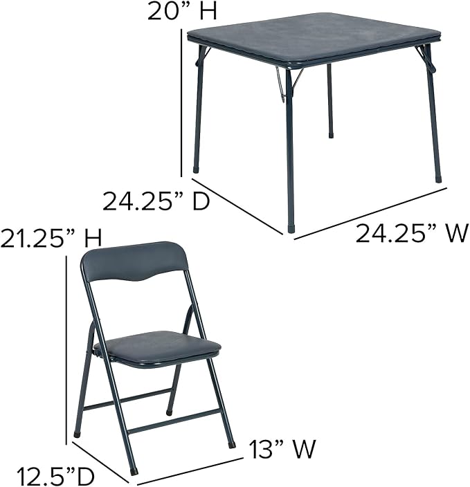 Flash Furniture Mindy Kids Navy 5 Piece Folding Table and Chair Set - Image 6