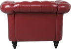 LEVNARY Leather Upholstered Armchair, Mid-Century Modern Single Sofa Chair - Image 5