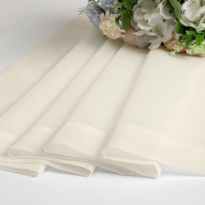 Cream Sheer Curtains 90 Inches Long 2 Panels, Elegant Light Filtering Voile - Image 7