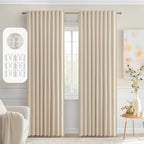 MIULEE Cream Beige Back Tab Blackout Curtains 52x72 Inches Long 2 Panel Set | by MIULEE