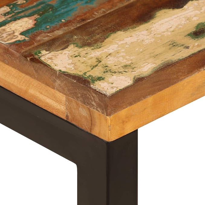 Rustic Multicolor Coffee Table, Solid Reclaimed Wood, Sturdy Steel Legs - Image 7