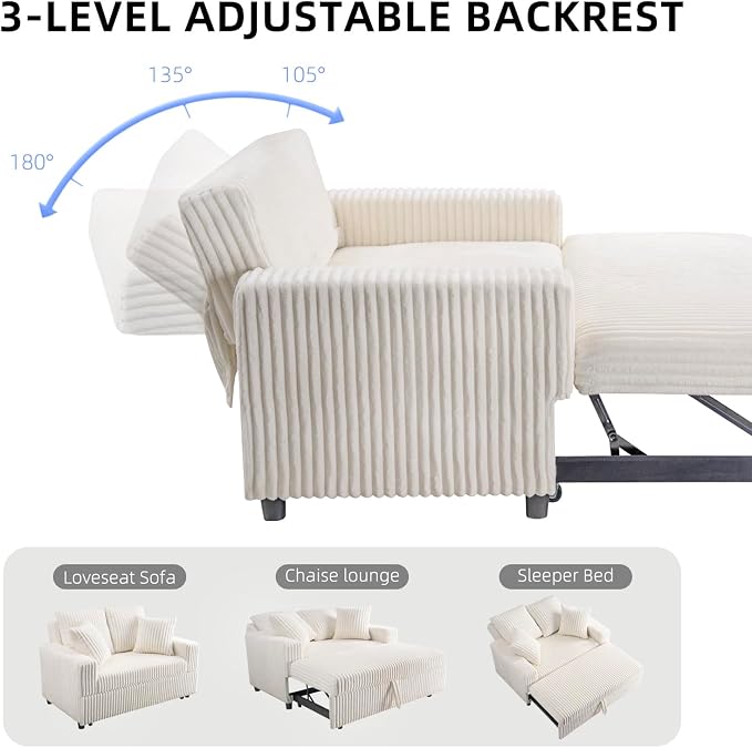 3 in 1 Convertible Sofa Bed，52.8" Pull Out Couch - Image 6