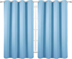 Blackout Curtains 66 x 54 Inch Long Sky Blue Curtains Set of 2 Panels Room - Image 2
