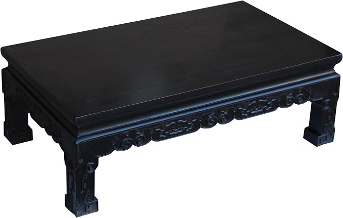 Chinese Handmade Dark Brown Rosewood Low Kang Table Stand Acs4815 - Image 4
