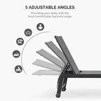 PURPLE LEAF Outdoor Chaise Lounge Set of 4 Aluminum Lounger - Image 5