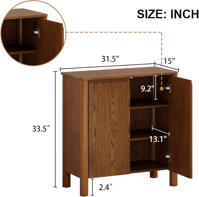 31" Mid-Century Modern Accent Cabinet, 2-Door Storage Cabinet - Image 2