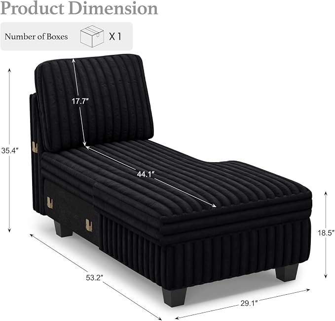 Belffin Modular Sectional Storage Chaise Module - Image 2