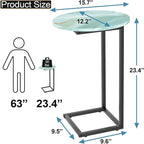 C Shaped End Side Table, Small Oval Couch Sofa Table - Image 2