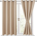 Blackout Curtains for Bedroom, 2 Drape Panels, 52 x 45 Inch | Thermal Insulated by Hiasan