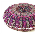 32" Purple Burgundy Floor Meditation Pillow Cushion Seating Throw Cover Mandala - Image 3