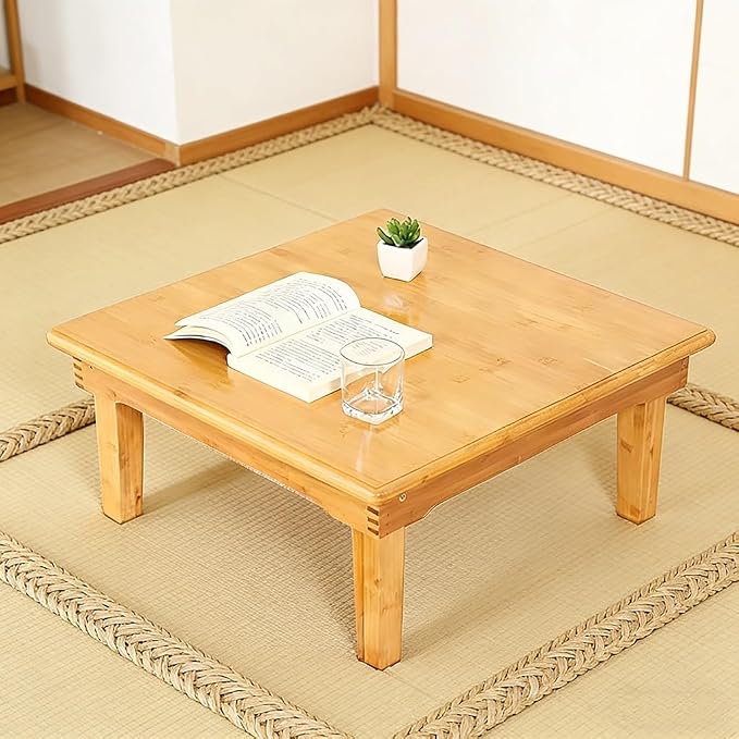 Folding Table, Japanese-Style Household Square Bamboo Tables, Computer Table - Image 3