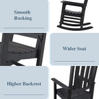 Psilvam Oversized Outdoor Rocking Chair Set of 2, HDPE Porch Rocker Chairs - Image 6