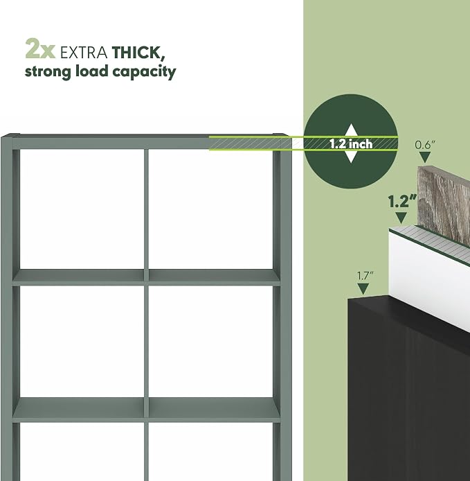 Furinno Cubicle Book Shelf, 8-Cube Bookshelf, Extra Thick Frame Horizontally & - Image 6