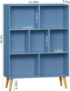 YAHARBO 7 Cube Bookshelf, Wooden Modern Bookcase - Image 3