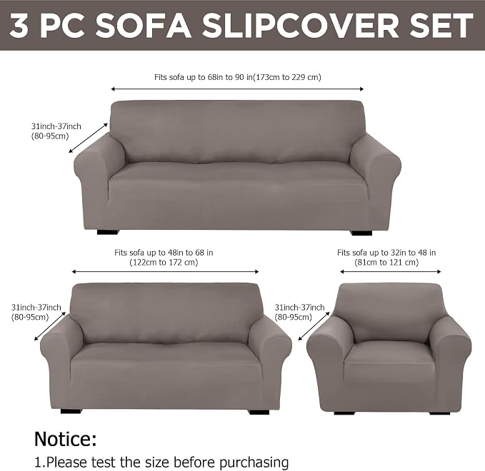 Peryiter 3 Pcs Couch and Loveseat Covers Set Sofa Cover - Image 2