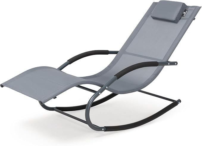 Outdoor Lounge Chair with Pillow, Chaise Lounge Chair by MansionHome