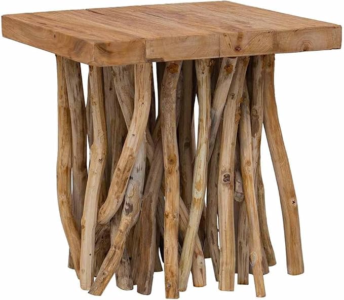 Brown Mixed Recycled Wood Coffee Table, Rustic Solid Wood Small Durable - Image 8