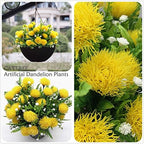 CATTREE Artificial Dandelion Plants, Plastic Flowers Shrubs Bushes Fake Grass Wedding Indoor Outdoor Home Garden Verandah Centerpieces Arrangements Party Decoration Planting Filler - Yellow 4 Pack - Image 5