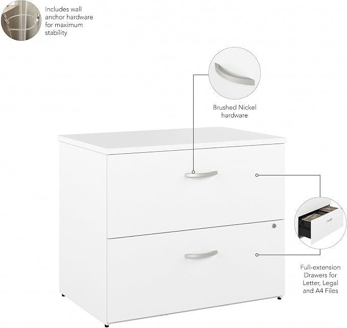 Bush Business Furniture Studio C 2 Drawer Lateral File Cabinet in White - Image 8