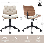 Armless Home Office Chair with Wheels, PU Leather Adjustable Height Computer - Image 2