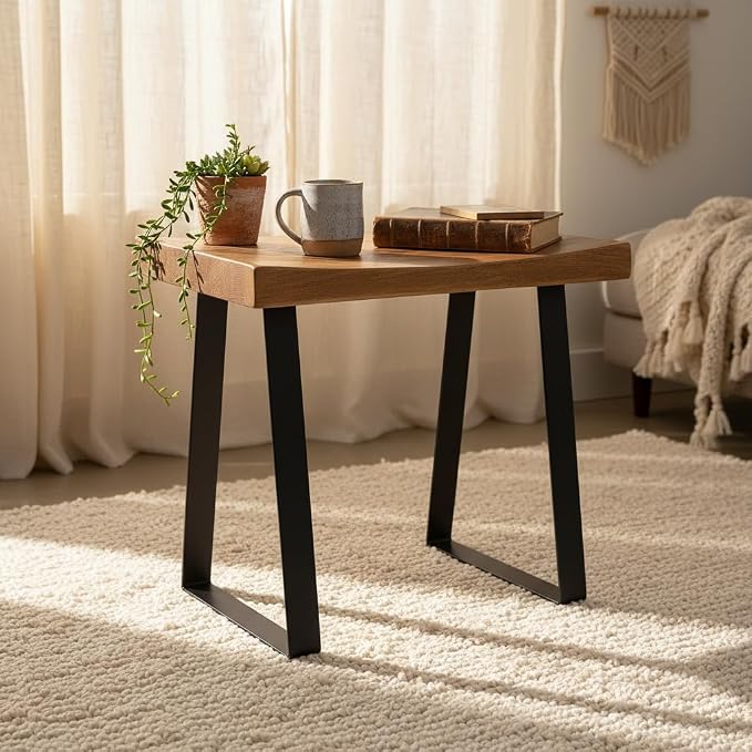 Home Soft Things Natural Reclaimed Pine Wood Tile Shape Entryway Bench - Image 6