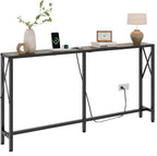Gewudraw Sofa Table with Oulets and USB Ports, 55.1" Couch Table Behind Sofa by Gewudraw