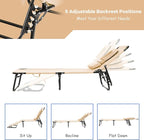Folding Beach Lounge Chair w/ 5 Adjutable Backrest & Padded Pillow, Sunbathing - Image 5