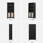 SICOTAS Bookcase 71" Tall Bookshelf 5 Tier Rattan Boho Bookcase - Image 9