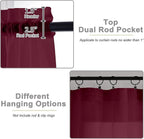 Burgundy Sheer Curtains for Bedroom Living Room 54 Inch Length 2 Panels Set - Image 4