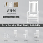 Outvita Outdoor Rocking Chair, Solid Wood High Back Rocker, All Weather Lounge - Image 8