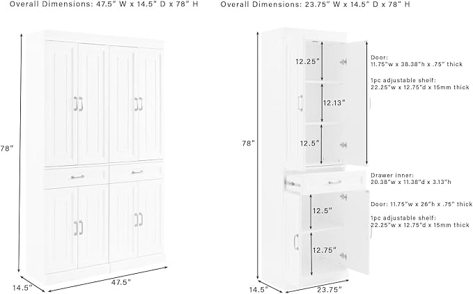 Crosley Furniture Stanton 2-Piece Pantry Storage Cabinet Set - Image 3