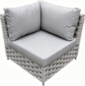 TWT Khaki Gray Left Arm Outdoor Sofa, Modular Patio Chair by TWT