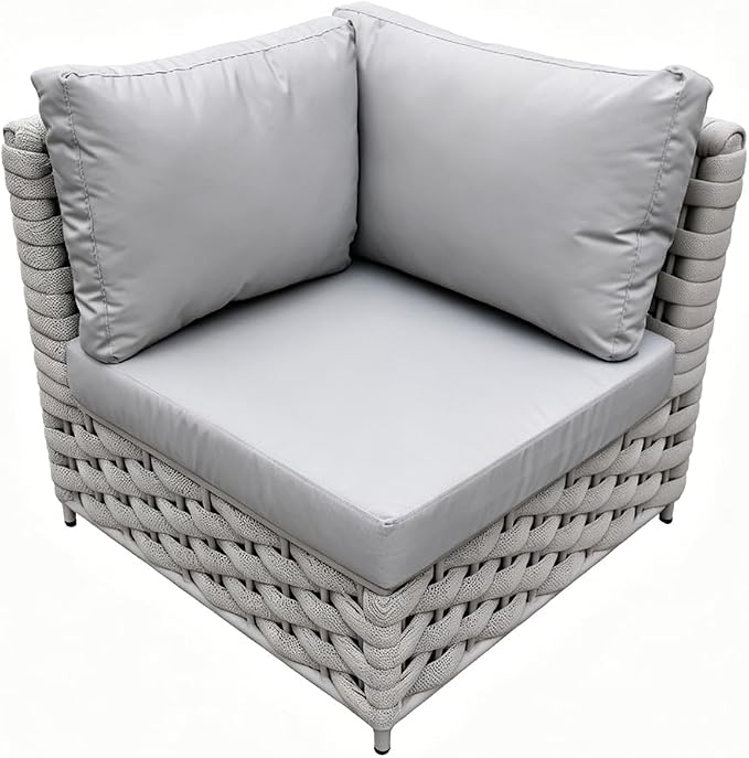 TWT Khaki Gray Left Arm Outdoor Sofa, Modular Patio Chair by TWT