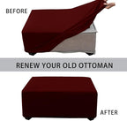 Super Stretch Ottoman Cover- Soft Form Fit Ottoman Cover Rectangular Ottoman - Image 4