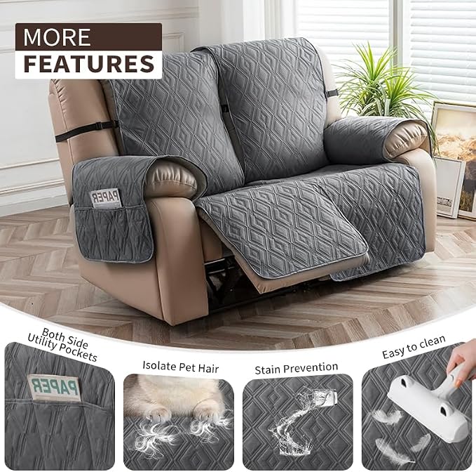 Genina Loveseat Recliner Cover Non-Slip, Sofa Cover - Image 6