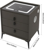 Smart Nightstand with 3 Drawers, Tri-Color Lights, Wireless Charging Port and - Image 2
