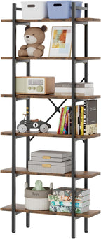 6 Tiers Bookshelf Organizer Industrial Shelf, Modern Open Display Storage - Image 8