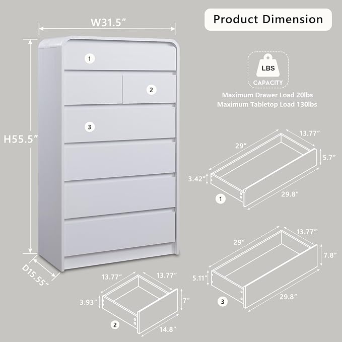Aitjunz Modern 7 Drawers Dresser - Image 2