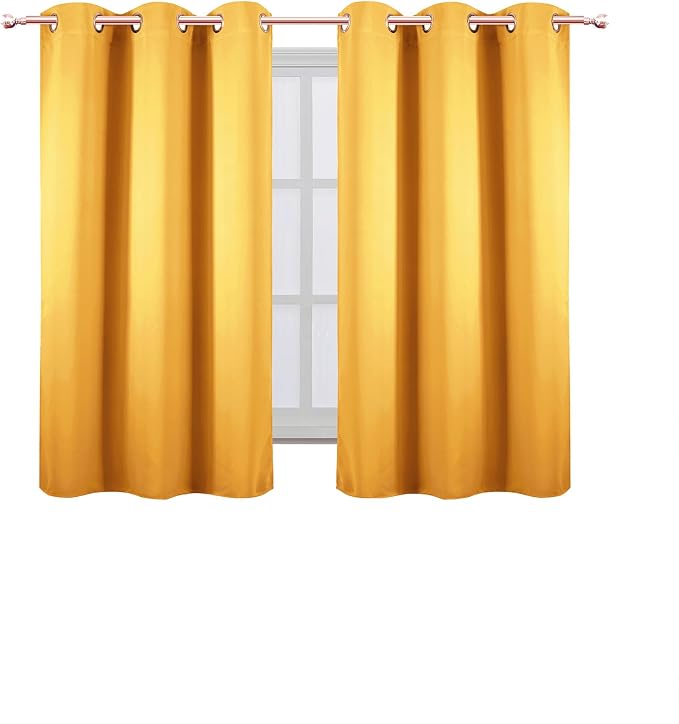 Yellow Blackout Curtains 42 x 54 Inch Length Set of 2 Panels Grommet Bedroom - Image 2