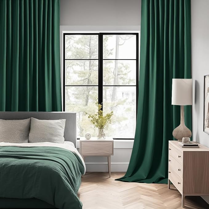 MIULEE Christmas Hunter Green Back Tab Blackout Curtains 52"x108" 2 Panels | - Image 2