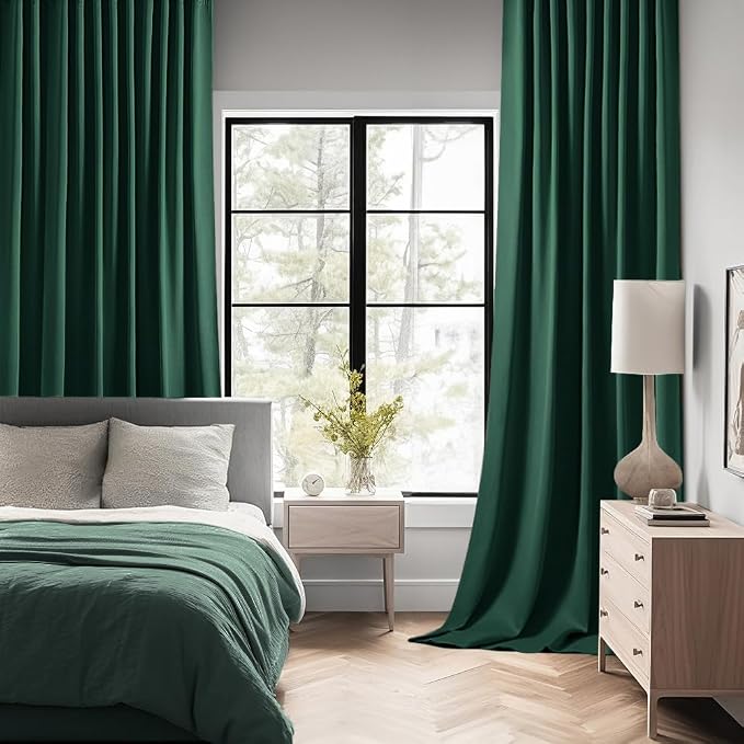 MIULEE Christmas Hunter Green Back Tab Blackout Curtains 52"x102" 2 Panels | - Image 2