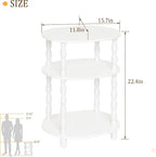 MaxSmeo White Side Table, 3-Tier Small Oval End Table, Modern Night Stand Wood - Image 3