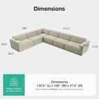 Novilla 142.5" Modular Sectional Sofa, No Assembly Cloud Sectional Couch - Image 2